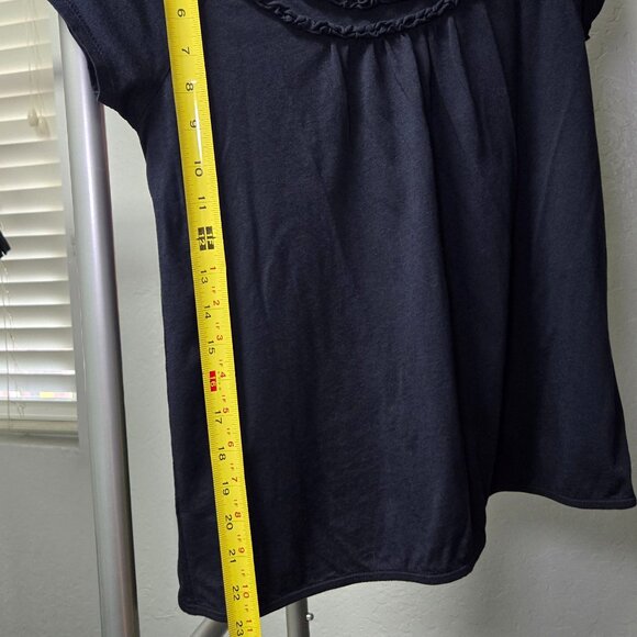 A Touch of Elegance: LOFT SP Petite Blue Shirt with Ruffles - Picture 3 of 6